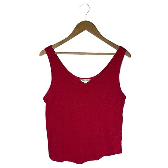 Banana Republic Top Womens L Linen Summer Tank Scoop Neck Sleeveless Pink - Picture 1 of 10